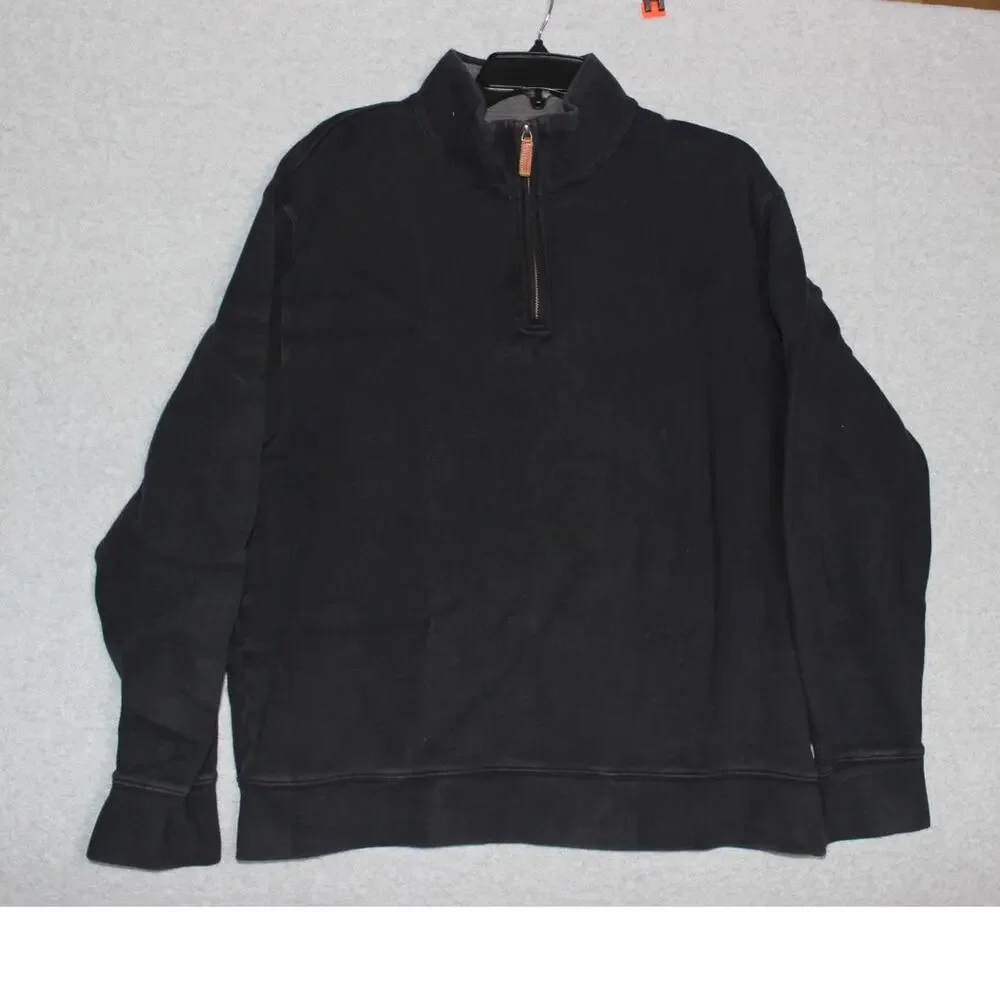 Lands End Men's Bedford Rib Quarter Zip Sweater Size L‎ 42-44 Charcoal